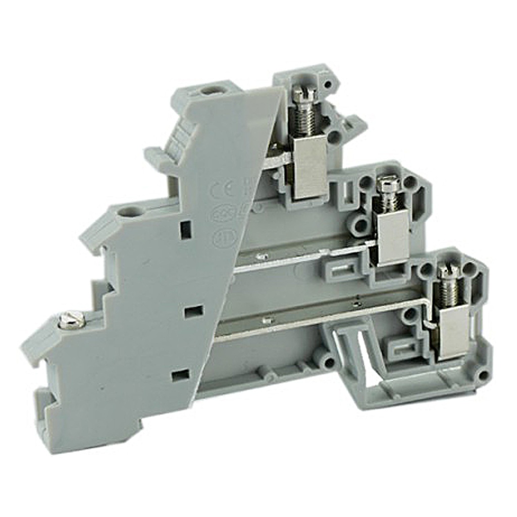 3 Level Terminal Block, DIN Rail Mount, 30-14 AWG, 15A, 3 ...